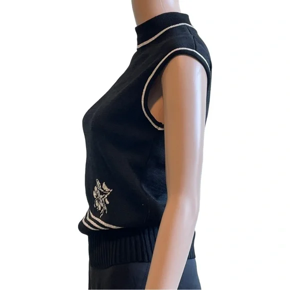 Vintage Vivo by Susan Thomas Sleeveless Black Metallic Silver Pullover Sweater - Picture 5 of 8